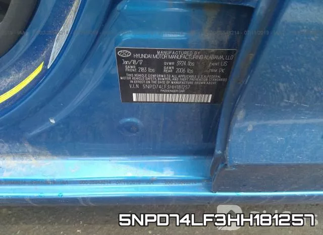 5NPD74LF3HH181257 фото 10