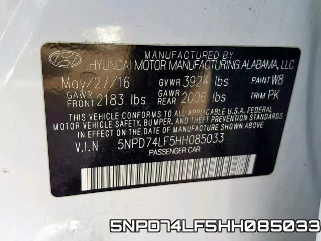 5NPD74LF5HH085033 фото 2
