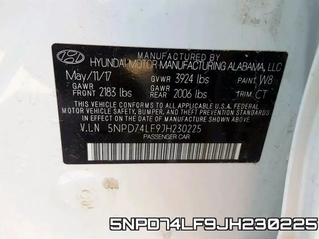 5NPD74LF9JH230225 фото 2