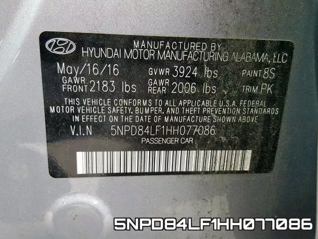 5NPD84LF1HH077086 фото 2