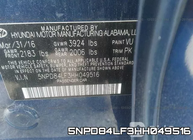5NPD84LF3HH049516 фото 10