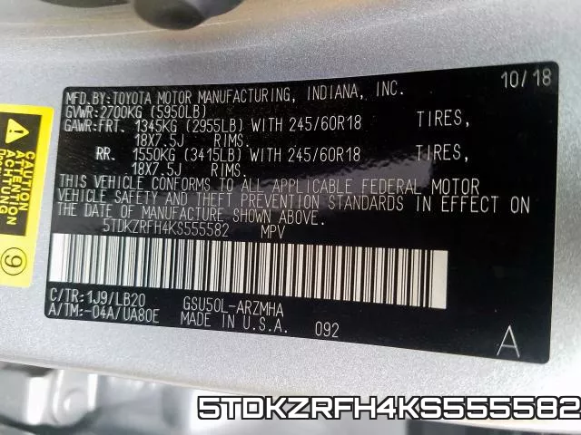 5TDKZRFH4KS555582 фото 2