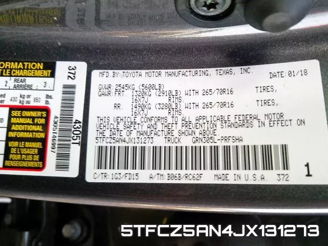 5TFCZ5AN4JX131273 фото 2
