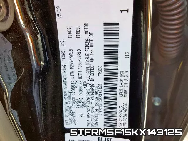 5TFRM5F15KX143125 фото 2