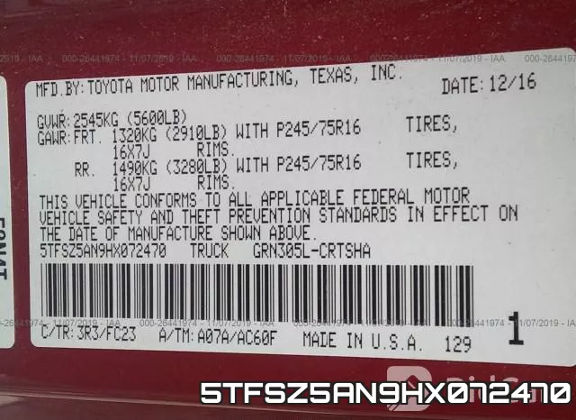 5TFSZ5AN9HX072470 фото 10