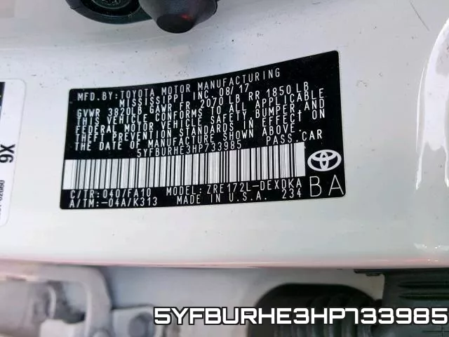 5YFBURHE3HP733985 фото 2