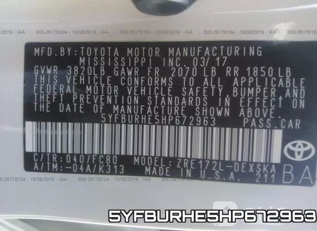 5YFBURHE5HP672963 фото 10