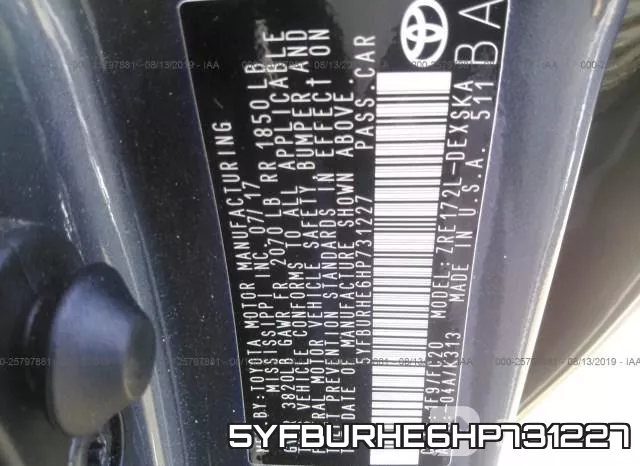 5YFBURHE6HP731227 фото 10
