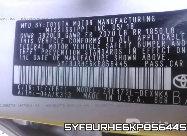 5YFBURHE6KP856445 фото 10