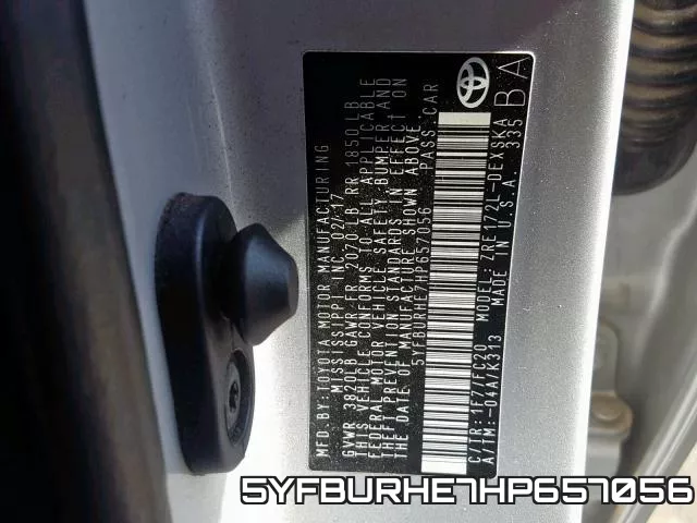 5YFBURHE7HP657056 фото 2