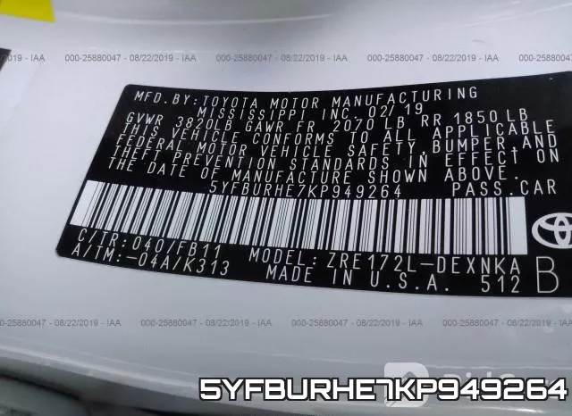 5YFBURHE7KP949264 фото 10