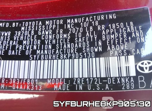 5YFBURHE8KP905130 фото 10