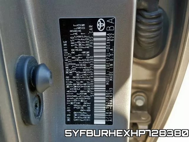 5YFBURHEXHP728380 фото 2