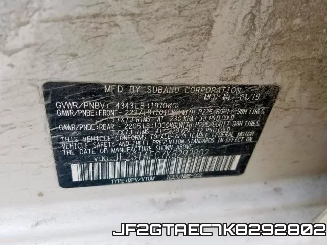JF2GTAEC7K8292802 фото 2