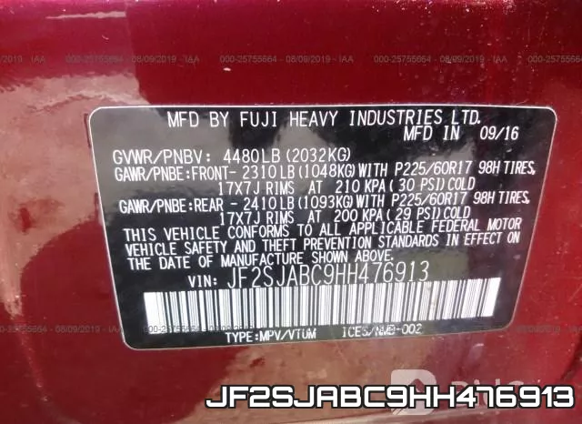 JF2SJABC9HH476913 фото 10