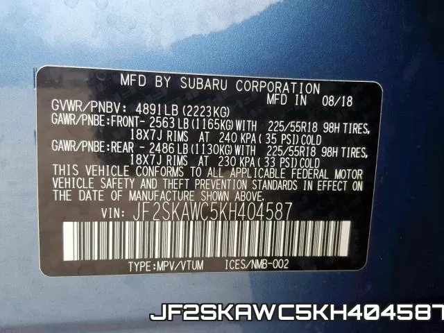 JF2SKAWC5KH404587 фото 2