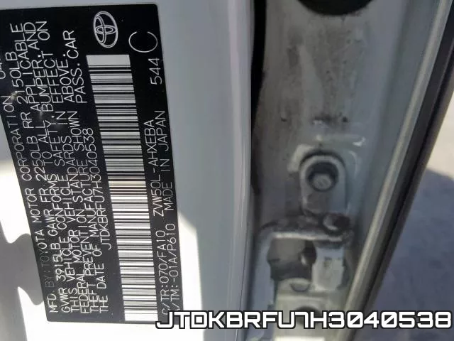 JTDKBRFU7H3040538 фото 2