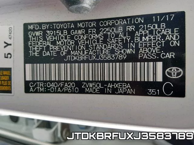 JTDKBRFUXJ3583789 фото 2