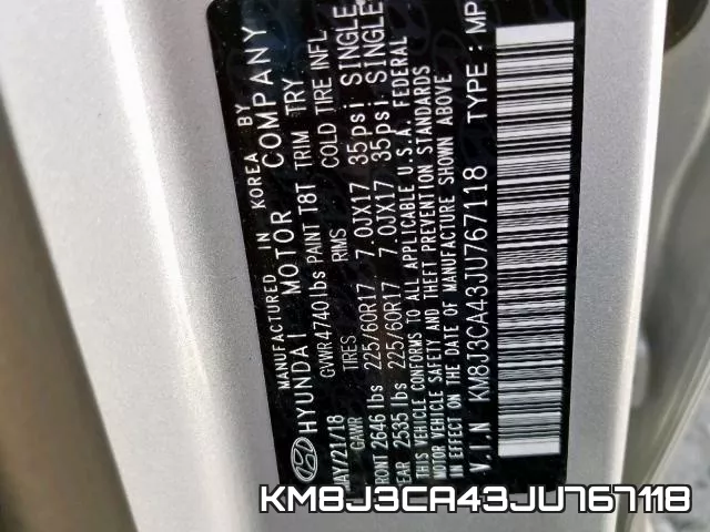 KM8J3CA43JU767118 фото 2