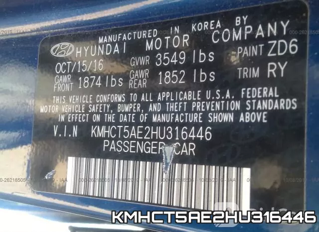 KMHCT5AE2HU316446 фото 10