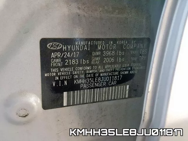 KMHH35LE8JU011817 фото 2
