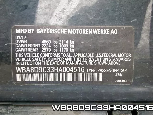 WBA8D9C33HA004516 фото 2