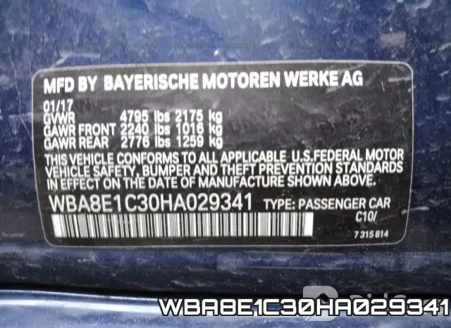 WBA8E1C30HA029341 фото 10