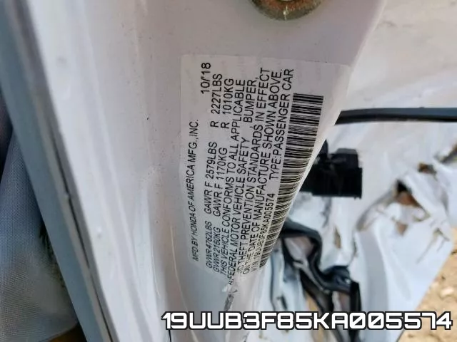 19UUB3F85KA005574 фото 2