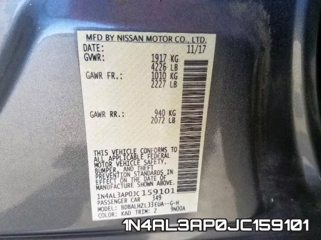 1N4AL3AP0JC159101 фото 2