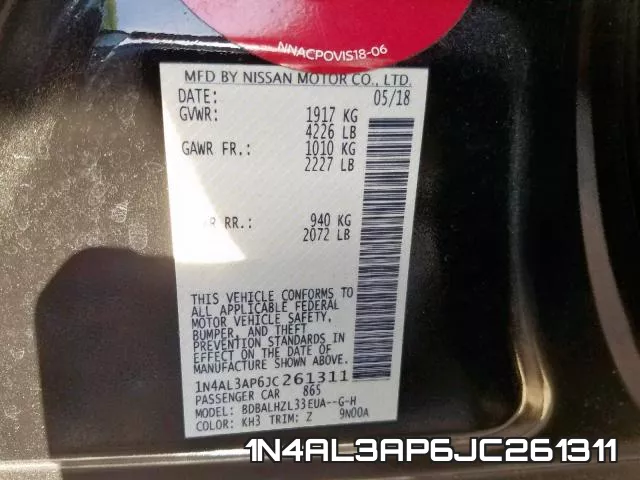 1N4AL3AP6JC261311 фото 2