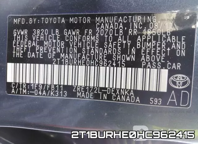 2T1BURHE0HC962415 фото 10