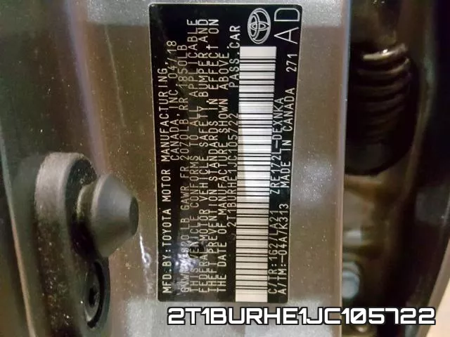 2T1BURHE1JC105722 фото 2