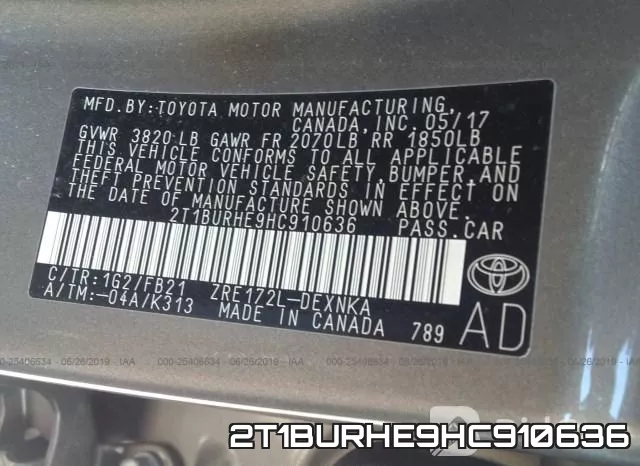 2T1BURHE9HC910636 фото 10