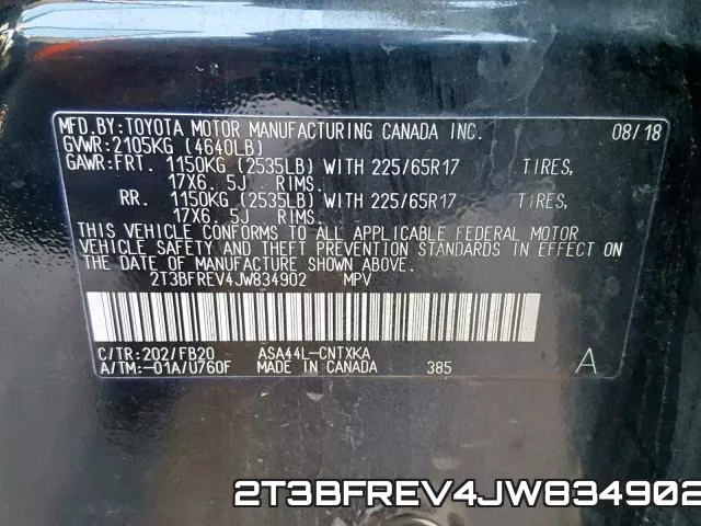2T3BFREV4JW834902 фото 2