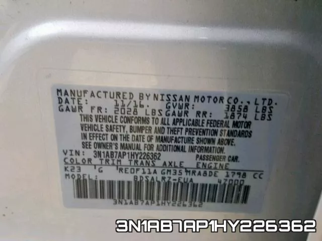 3N1AB7AP1HY226362 фото 2