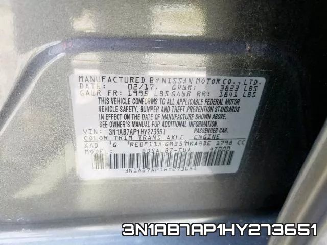3N1AB7AP1HY273651 фото 2