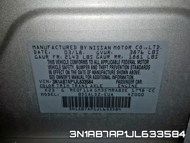 3N1AB7AP1JL633584 фото 2