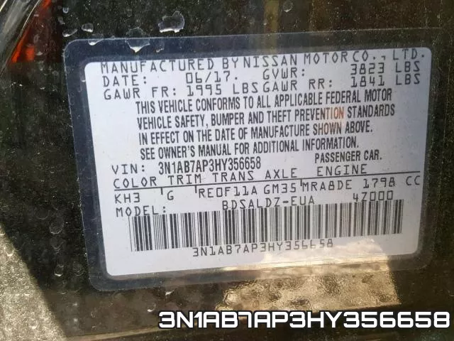 3N1AB7AP3HY356658 фото 2