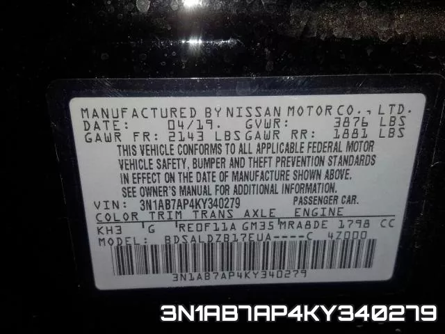 3N1AB7AP4KY340279 фото 2