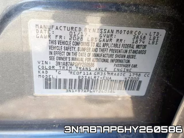 3N1AB7AP6HY260586 фото 2