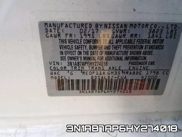 3N1AB7AP6HY274018 фото 2