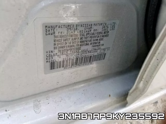 3N1AB7AP9KY235592 фото 2
