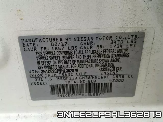 3N1CE2CP9HL362879 фото 2