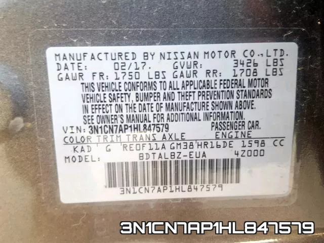 3N1CN7AP1HL847579 фото 2