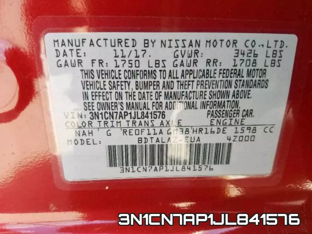 3N1CN7AP1JL841576 фото 2
