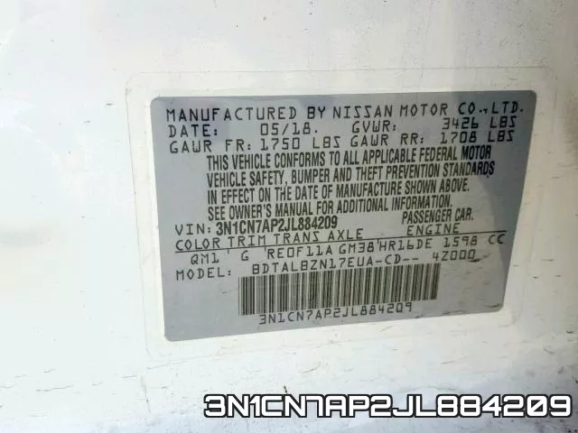 3N1CN7AP2JL884209 фото 2