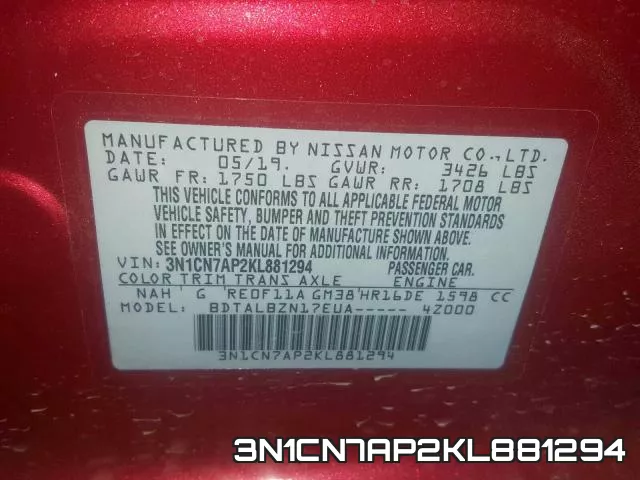 3N1CN7AP2KL881294 фото 2
