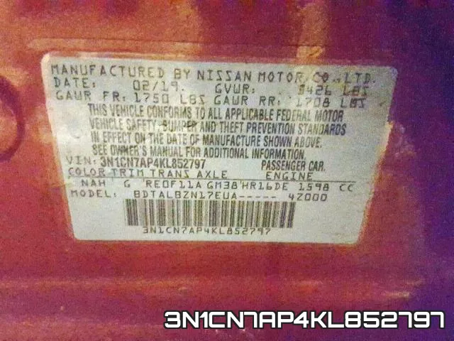 3N1CN7AP4KL852797 фото 2