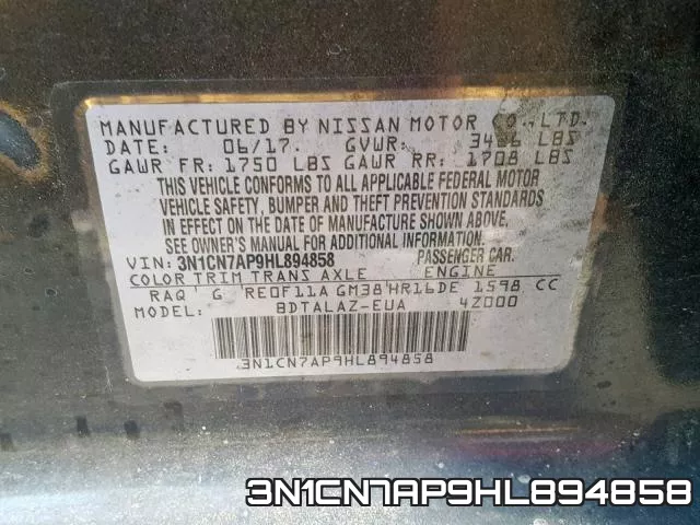 3N1CN7AP9HL894858 фото 2