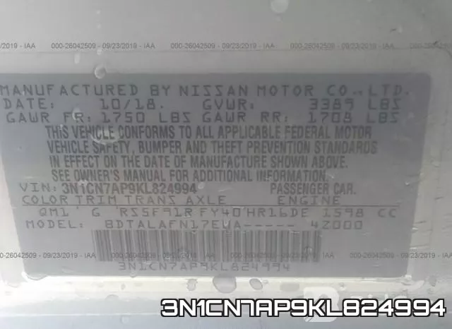 3N1CN7AP9KL824994 фото 10
